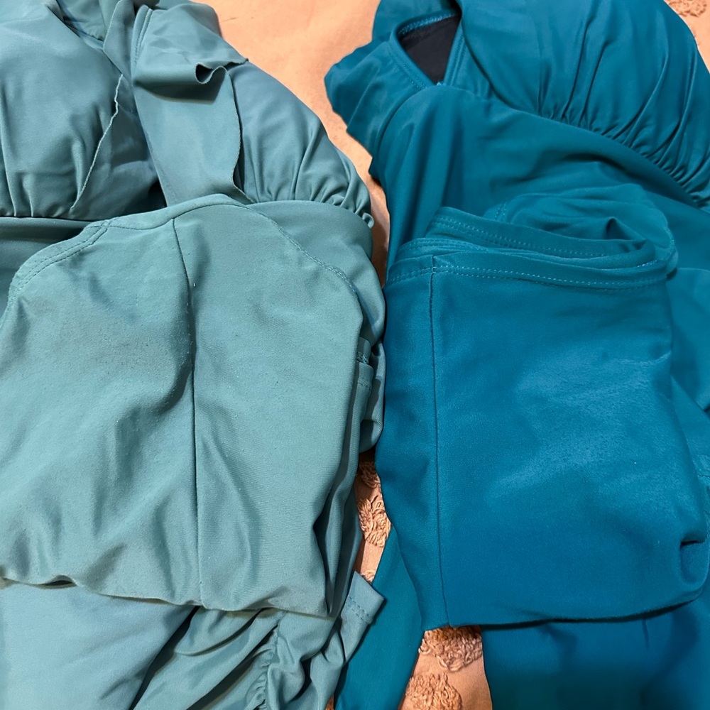 Ellen Tracy 2 swim suits- Teal & Olive